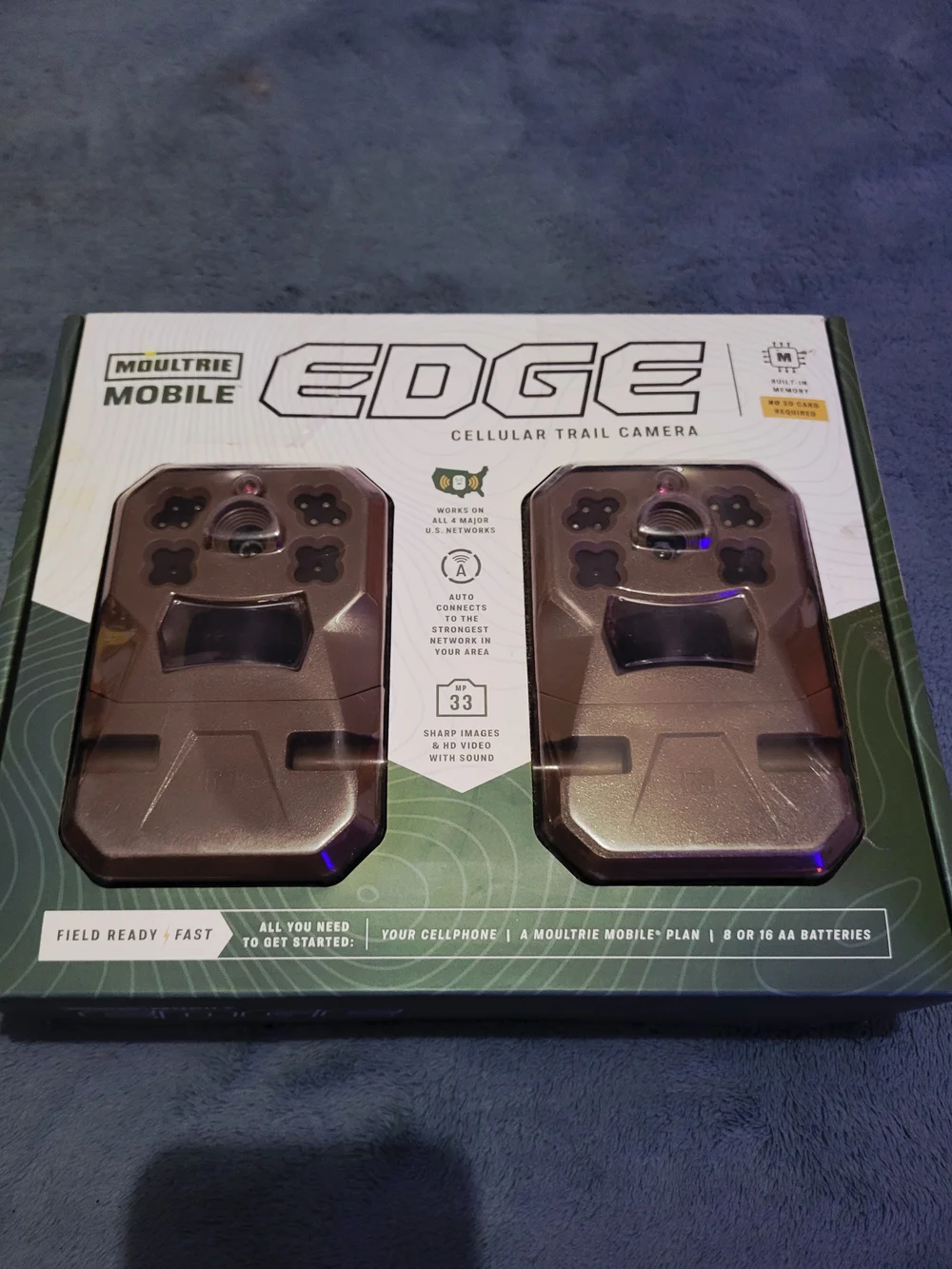 NIB Moultrie Mobile Edge Cellular Trail Camera 2-Pack 33MP Hunting Cam